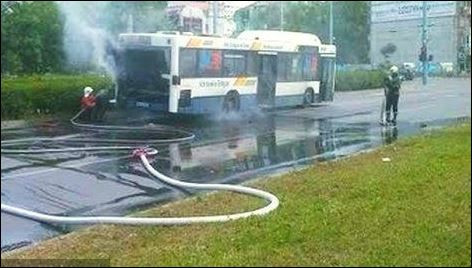 Инцидент в Пловдив, автобус горя