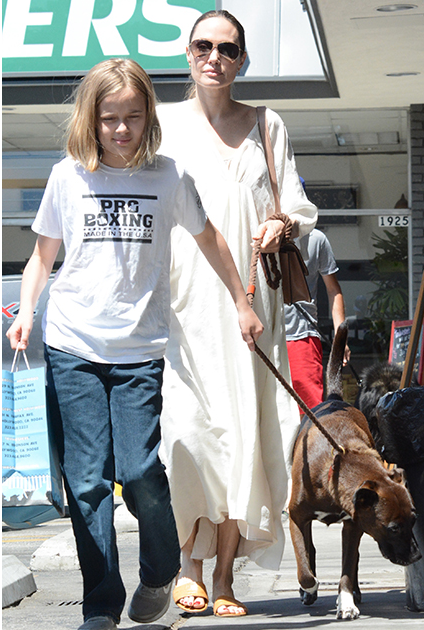 Вивиан на Анджелина Джоли одра кожата на Брад Пит (Вижте майка и дъщеря на разходка)