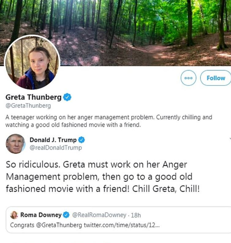 Тръмп се подигра с Грета Тунберг: Нелепо е да я изберат за личност на годината!