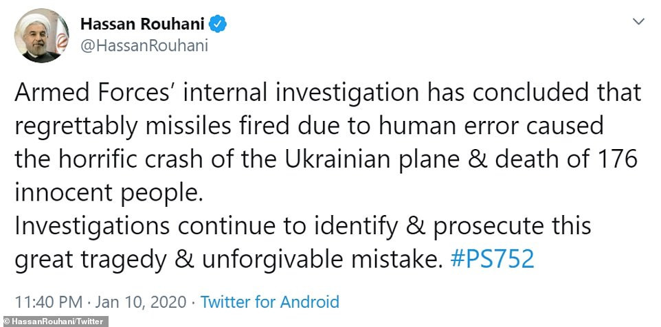 Иран потвърди, че са взривили украинския самолет: САЩ ни подведоха, че това е бомбардировач!