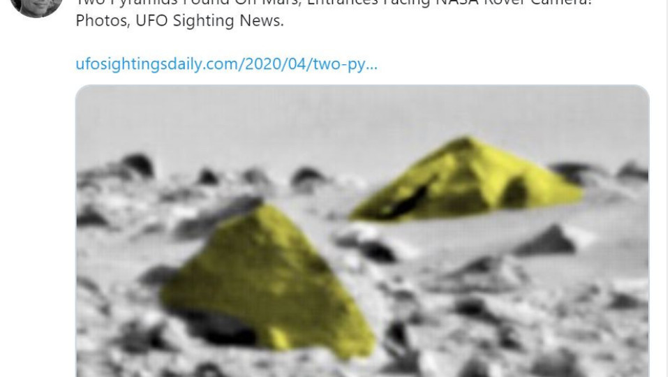 Супер находка! Интернет потребители намериха пирамиди на Марс