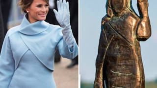 Мелания Тръмп лъсна на статуя в родния си град (Вижте как се гаврят с първата дама – Снимки)