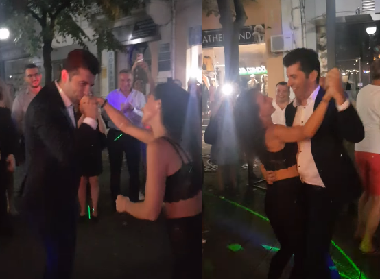 Кирил Петков плю на националния траур за смъртта на полицаите и безсрамно танцува с проститутка в центъра на Бургас