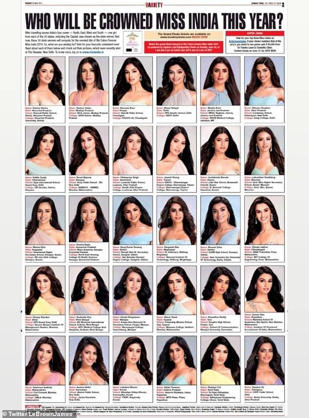Скандал с Мис Индия заради фотошоп избелване на кандидатките сн. Twitter