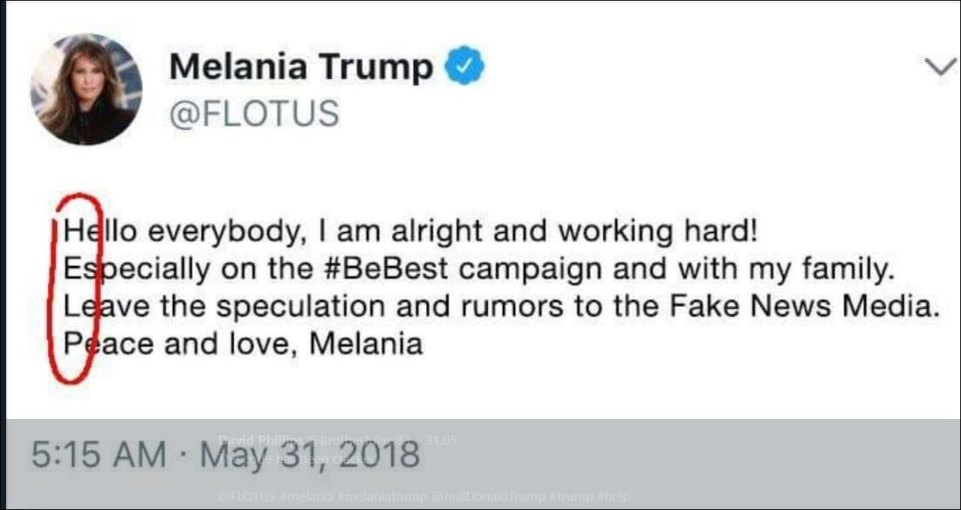 Мелания Тръмп праща кодирани съобщения в Туитър сн. Twitter