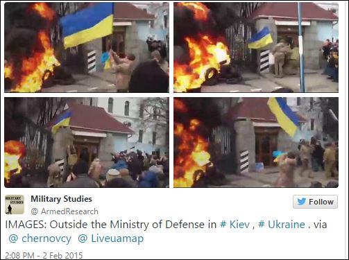 Киев в пламъци, гори министерството на отбраната