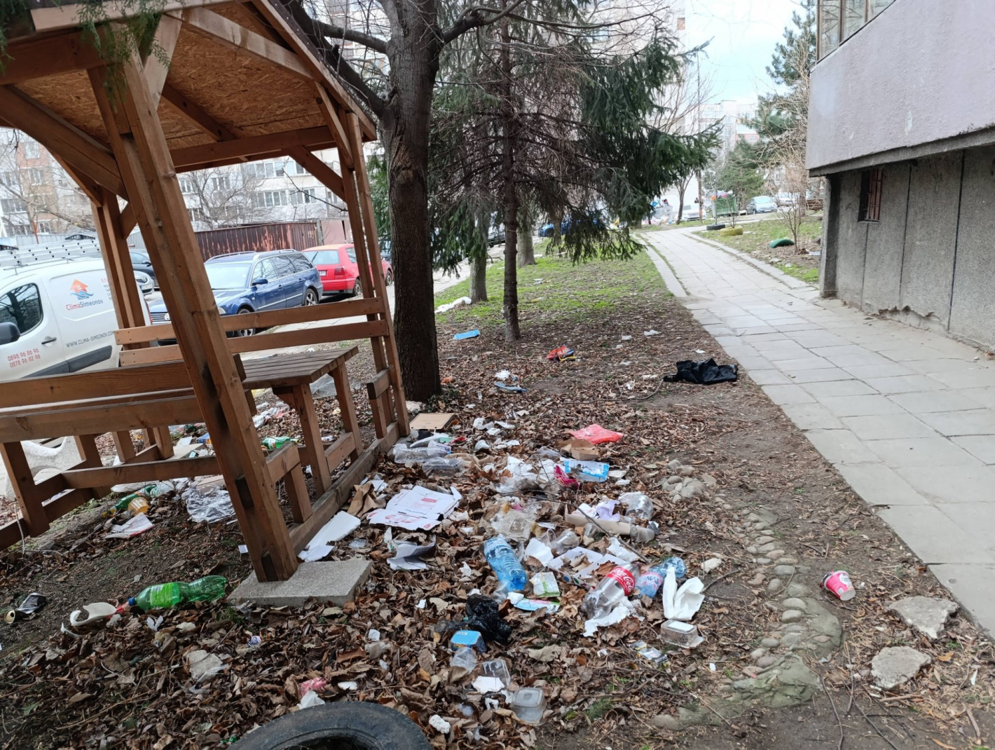 Криза, вятър и празнично разчистване "украсиха" София с матраци и пликове (снимки и видео)